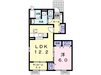 オードシェル(1LDK/1階)の間取り写真