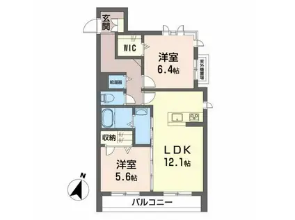  ベレオ一ツ橋(2LDK/3階)の間取り写真