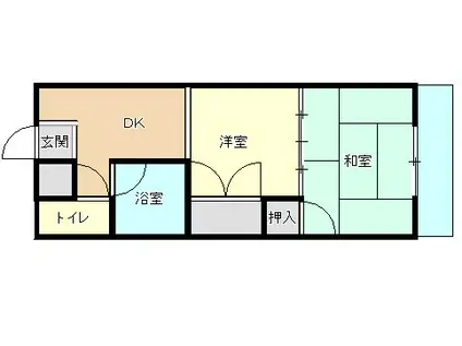 エンタル沖野上(2DK/2階)の間取り写真
