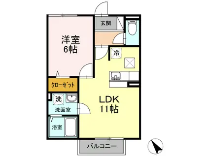 ザ・ギャラリーABCDEF(1LDK/2階)の間取り写真