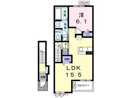 クレストールII(1LDK/2階)の間取り写真