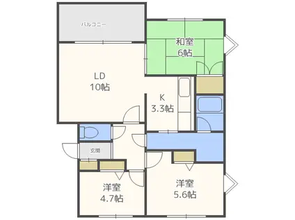 旭ヶ丘ガーデンヒルズ(3LDK/1階)の間取り写真