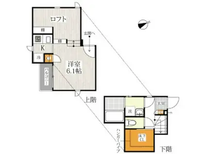 CB東川口レクス(1K/2階)の間取り写真