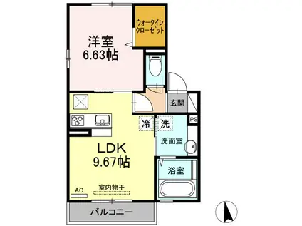 メゾンドセフィーロ(1LDK/1階)の間取り写真