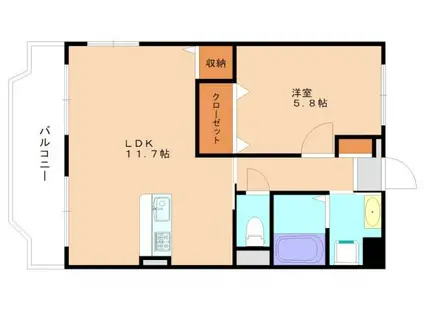 ユーミー竹尾(1LDK/2階)の間取り写真