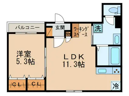 オリーヴォ(1LDK/2階)の間取り写真