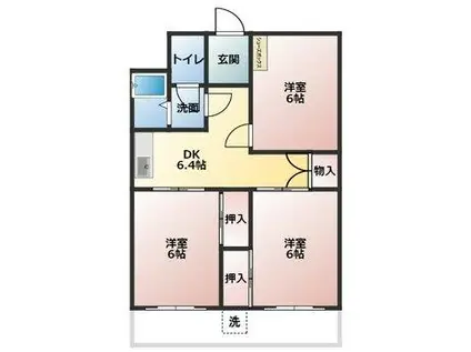 リバティー(3DK/3階)の間取り写真