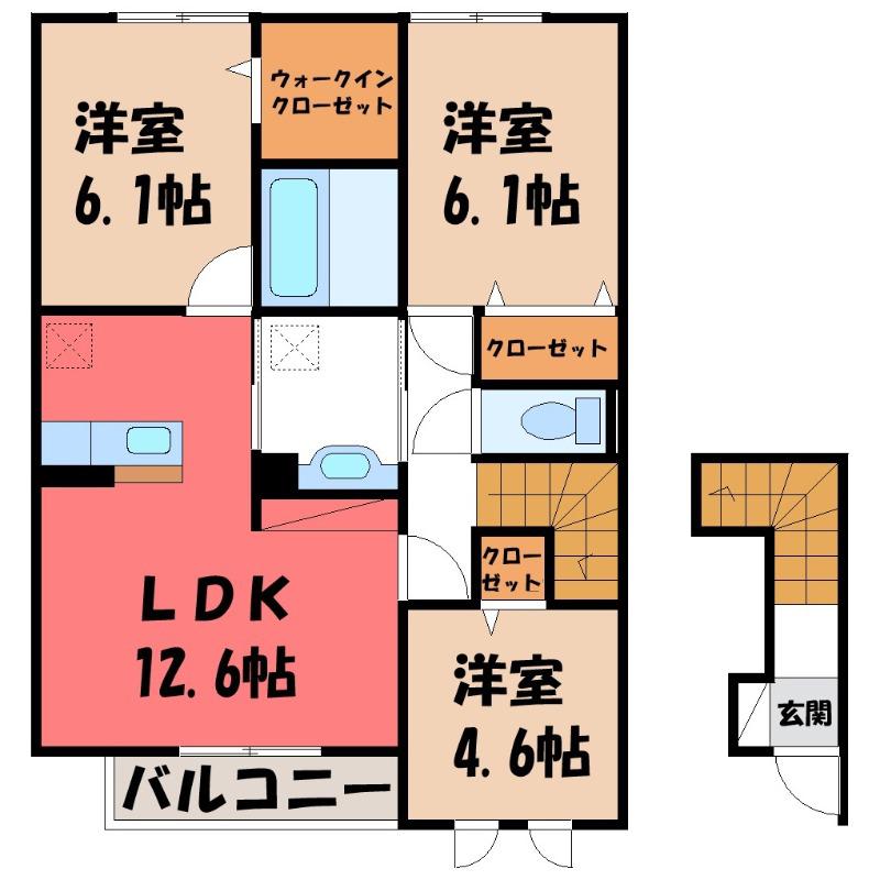 ベストオーシャン D(3LDK/2階)の間取り写真