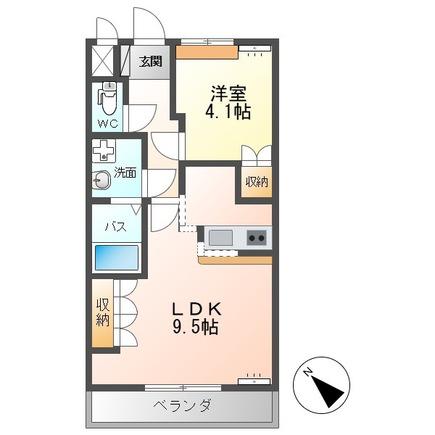ファイン・シア(1LDK/1階)の間取り写真