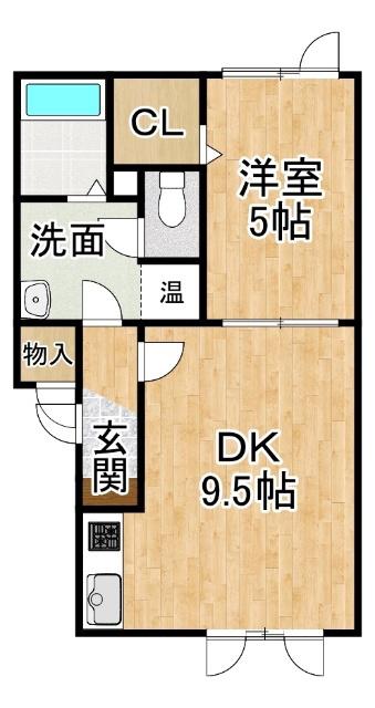 ETERNAL II(1DK/2階)の間取り写真