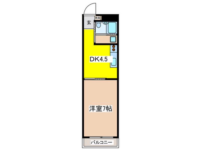 アップルハイツ壱番館(1DK/3階)の間取り写真