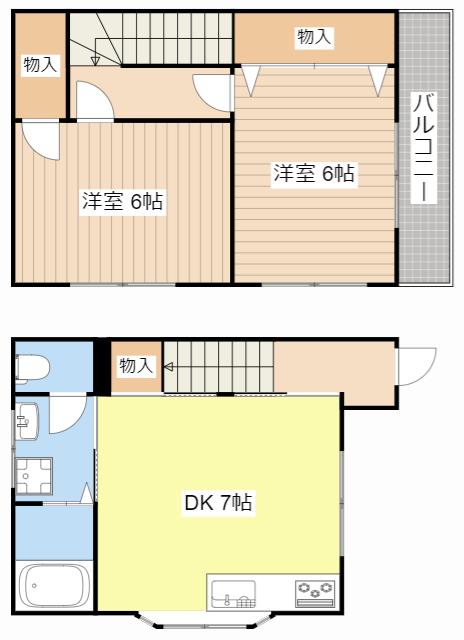 エスポワールYAMATO(2DK/1階)の間取り写真