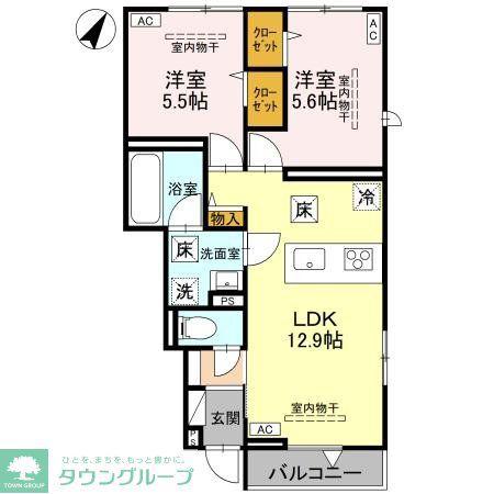 ベルヴィル(2LDK/1階)の間取り写真