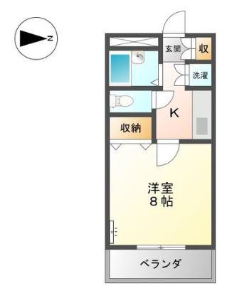 シティーハイツ(1K/3階)の間取り写真