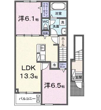 メゾン・ド・レコルト(2LDK/2階)の間取り写真