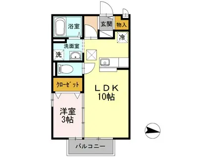 モナリエ西条(1LDK/1階)の間取り写真