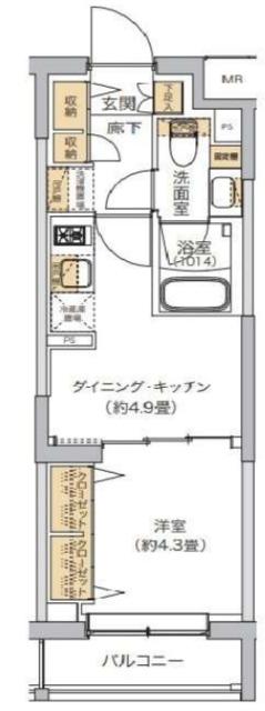 リビオメゾン湯島(1DK/2階)の間取り写真