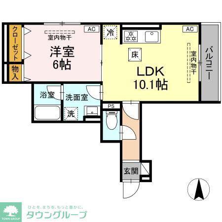 パラディーゾ湘南(1LDK/1階)の間取り写真