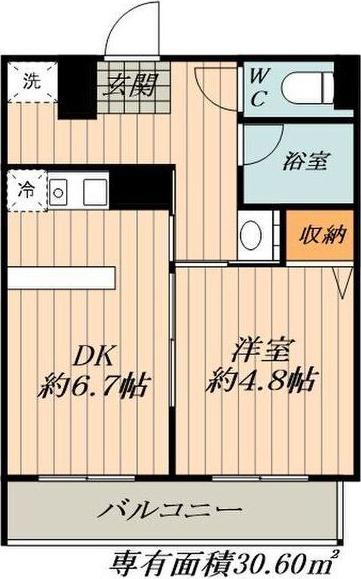 A&S KATO K-I B棟(1LDK/1階)の間取り写真