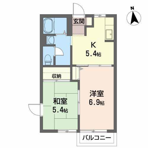 サンヒルズK-2(2K/2階)の間取り写真