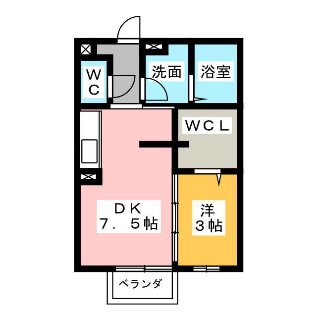 CHIC VAGUE(1DK/2階)の間取り写真