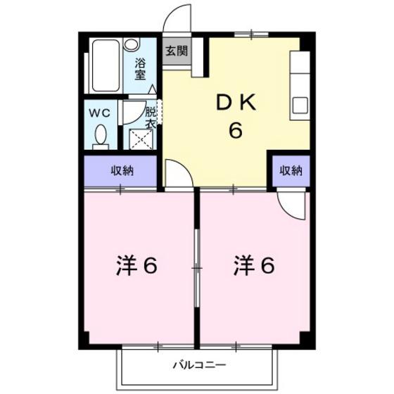 シティハイツ片岡(2DK/2階)の間取り写真
