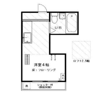 シャトル・ブラッケン(ワンルーム/2階)の間取り写真