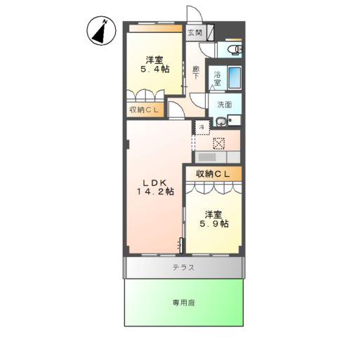レジーナ(2LDK/1階)の間取り写真