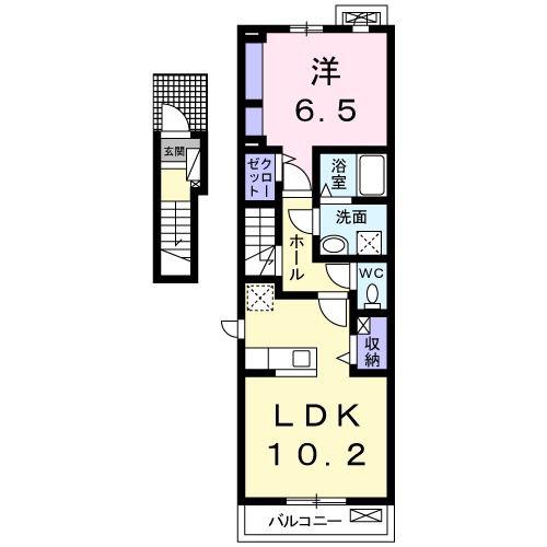 ドミール(1LDK/2階)の間取り写真