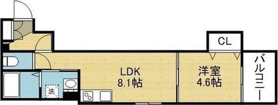ティアラ北巽(1LDK/1階)の間取り写真