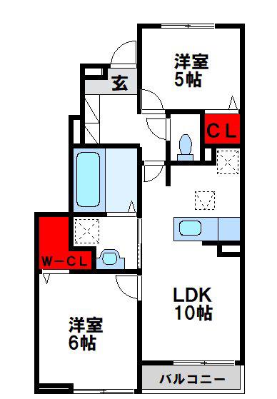 グランリオ(2LDK/1階)の間取り写真