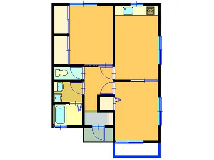 ワンユエ星川(2DK/1階)の間取り写真