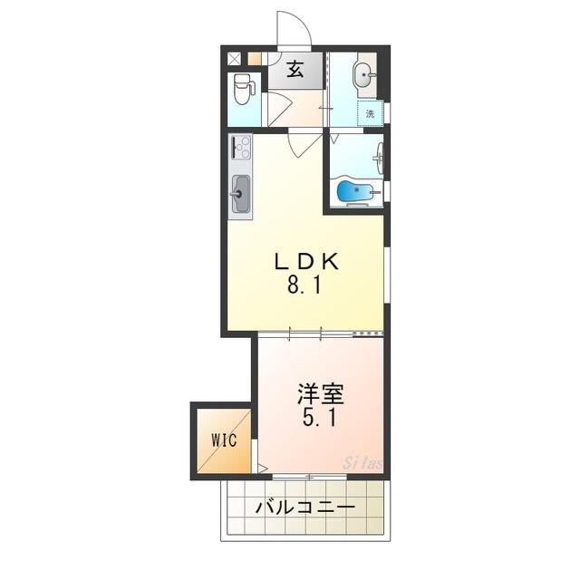 クリエオーレ巽中II(1LDK/2階)の間取り写真