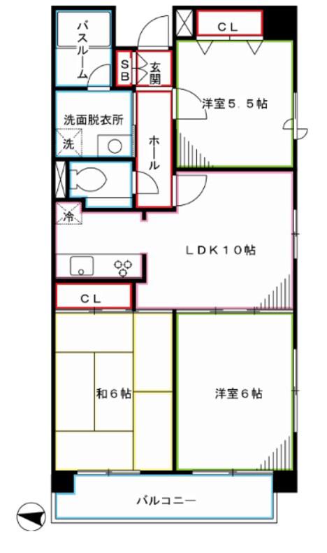 メインステイ関町(3LDK/4階)の間取り写真