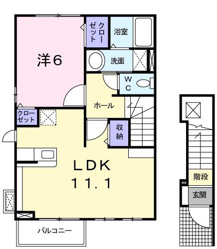 ファラオ藤沢台(1LDK/2階)の間取り写真