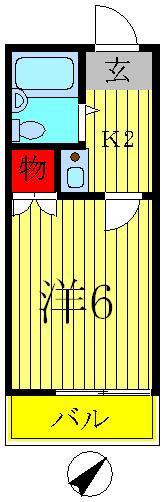 ゼフィランサス新柏(1K/2階)の間取り写真