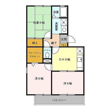 グリーンパーク堀之内(3DK/2階)の間取り写真