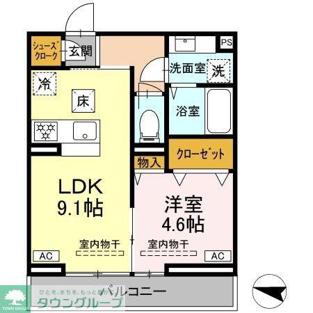 アンスリウム湘南台(1LDK/1階)の間取り写真