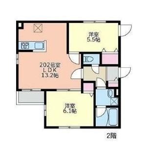 新川レジデンス(2LDK/2階)の間取り写真