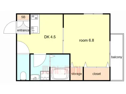 MYファースト・クラッセ(1DK/1階)の間取り写真