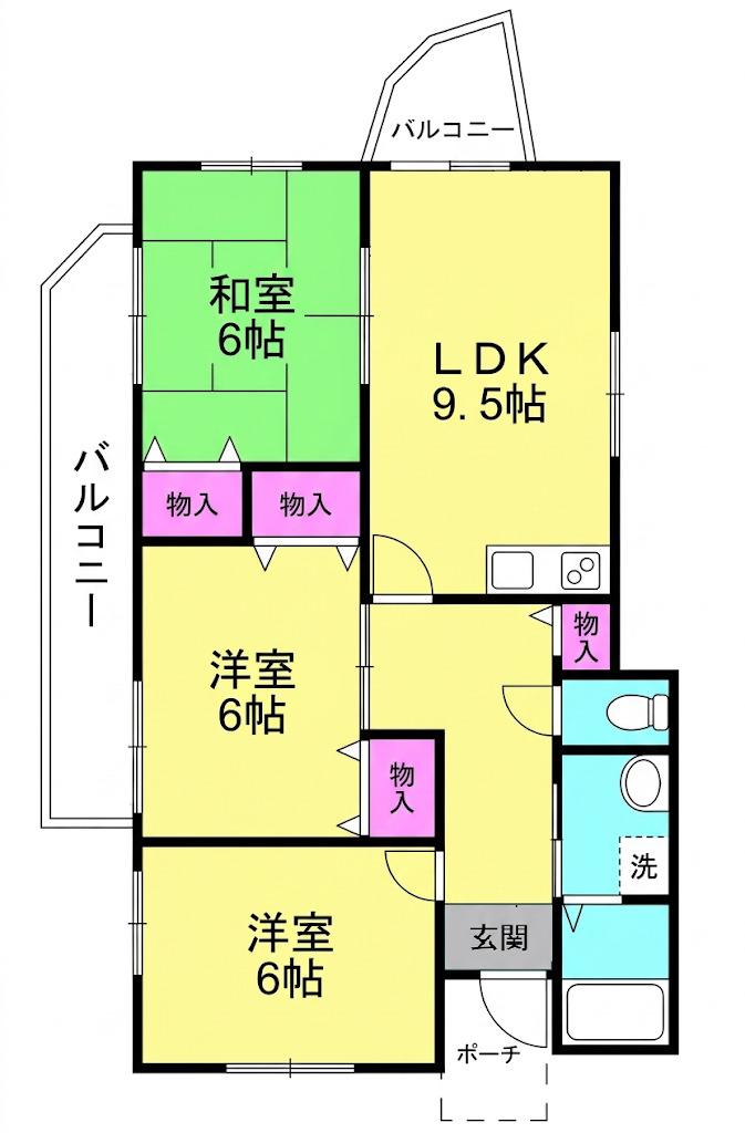 モンテヴィラ(3LDK/1階)の間取り写真