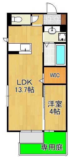 喜宝TOMODA(1LDK/1階)の間取り写真