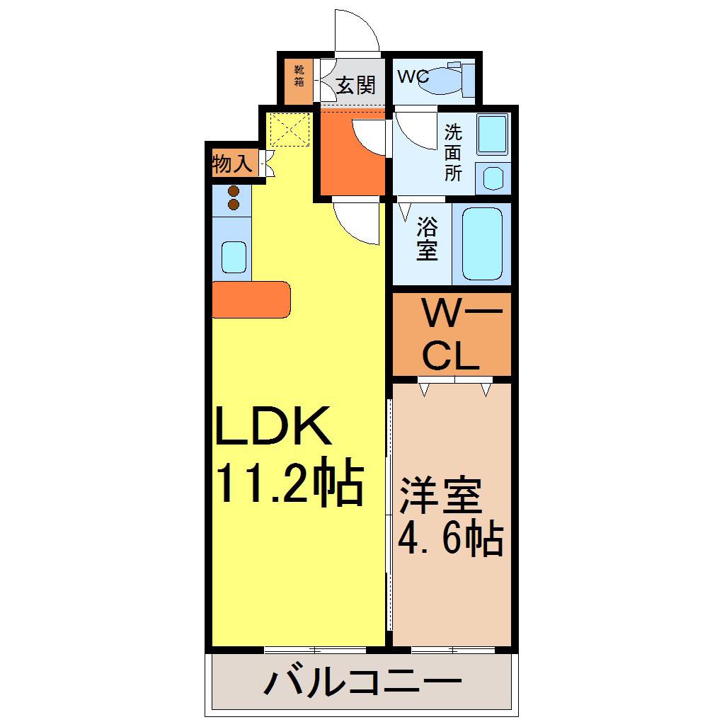 フォレシティ新栄(1LDK/6階)の間取り写真