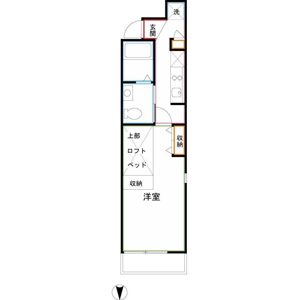 LA PORTE(ワンルーム/1階)の間取り写真