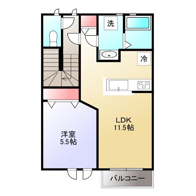 ラフィーネ(1LDK/2階)の間取り写真