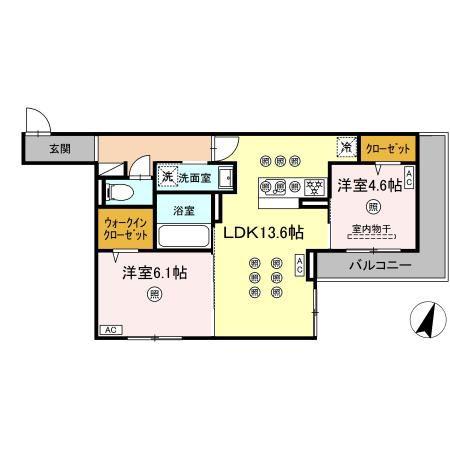 トリシア西崎本町(2LDK/3階)の間取り写真