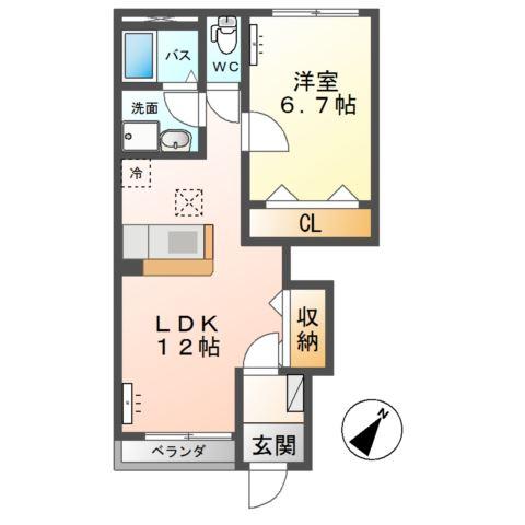 グランディール(1LDK/1階)の間取り写真