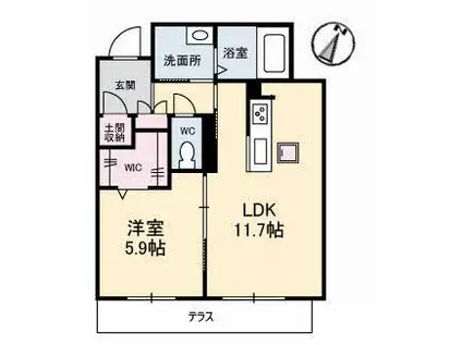 ソルブライト A棟(1LDK/1階)の間取り写真