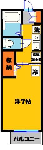 宇都宮テックハイツ A(1K/2階)の間取り写真