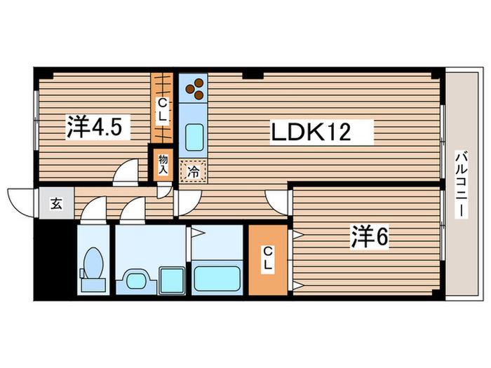 ハピネス飯田3号館(2LDK/1階)の間取り写真